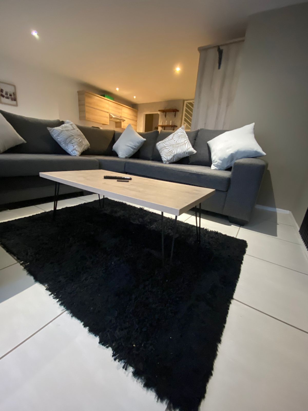 TV Unit 2m Brookhill Center with Black fluted panels